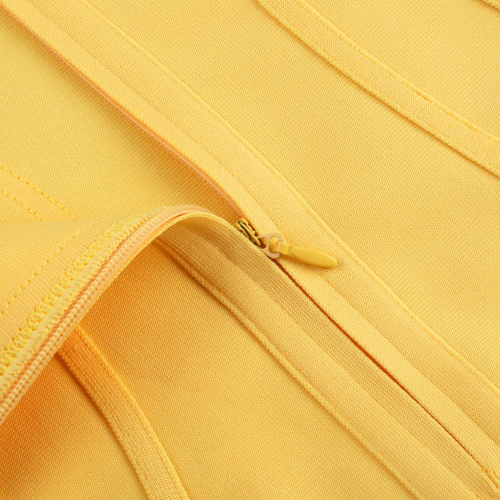 Women Lemon Yellow Fluted Bustier Mermaid Bandage Dress Sexy Club Party Dresss | Vimost Shop.