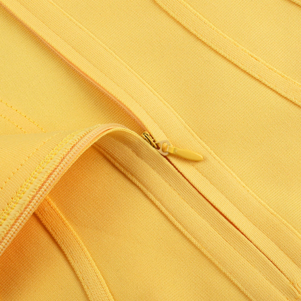 Women Lemon Yellow Fluted Bustier Mermaid Bandage Dress  Sexy Club Party Dresss | Vimost Shop.