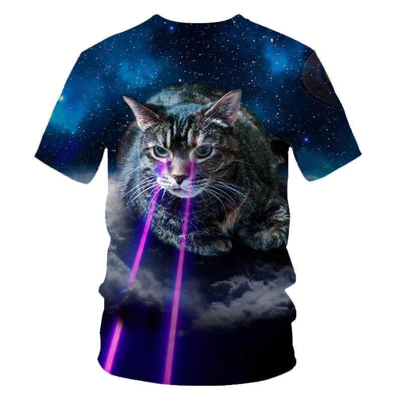 Galaxy Space 3D T Shirt Lovely Kitten Cat Eat Taco Pizza Funny Tops Tee Short Sleeve Summer Shirts | Vimost Shop.