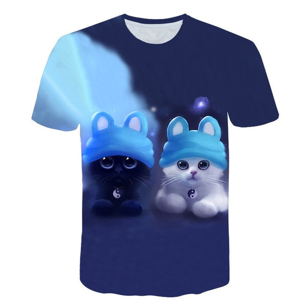 Night cat lady T-shirt women's short sleeves top 3d harajuku Tees top plus size animal T-shirt t shirt women | Vimost Shop.