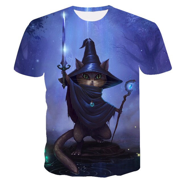 Night cat lady T-shirt women's short sleeves top 3d harajuku Tees top plus size animal T-shirt t shirt women | Vimost Shop.