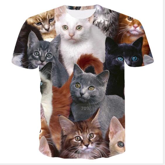 Night cat lady T-shirt women's short sleeves top 3d harajuku Tees top plus size animal T-shirt t shirt women | Vimost Shop.
