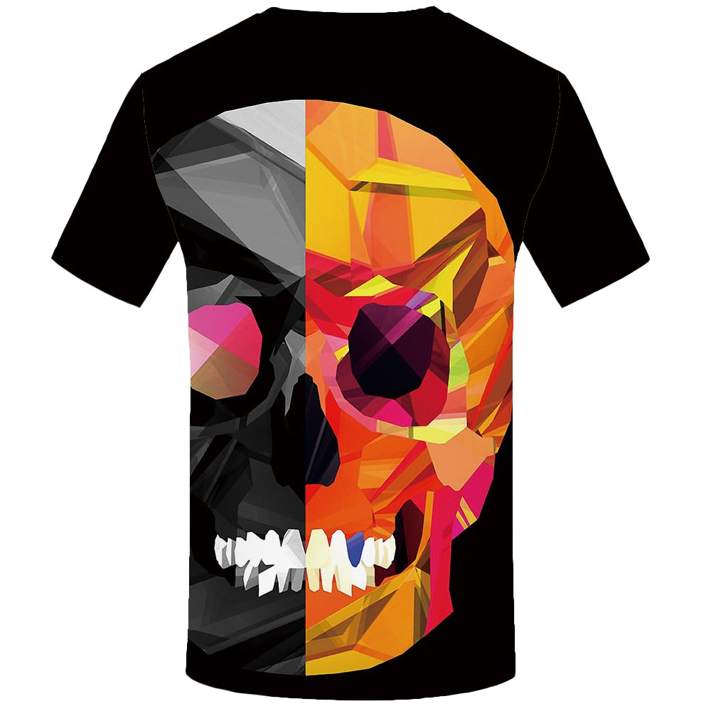 Skull T-shirt Men Flower Tshirts Casual Character Anime Clothes Harajuku Tshirt Printed Animal T-shirts 3d | Vimost Shop.