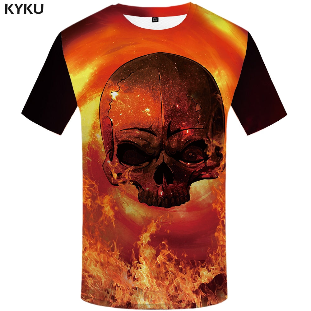 Skull T-shirt Men Flower Tshirts Casual Character Anime Clothes Harajuku Tshirt Printed Animal T-shirts 3d | Vimost Shop.