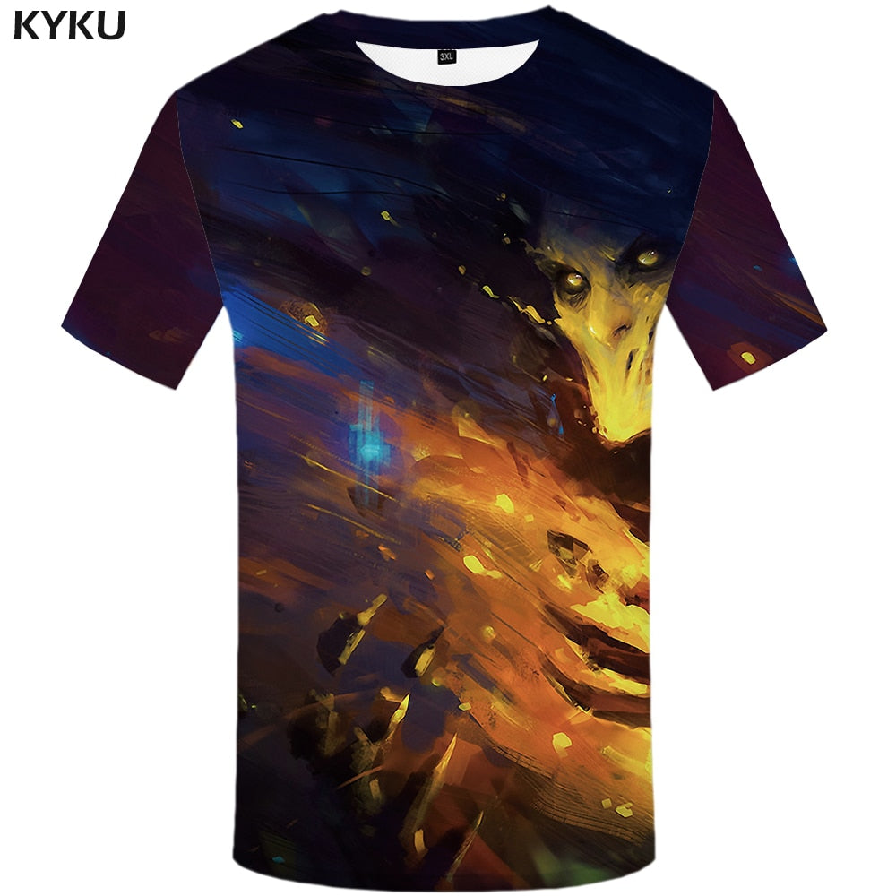 Skull T shirt Men Metal Tshirt Printed Rose Anime Clothes War Shirt Print Harajuku T-shirts 3d Mens Clothing | Vimost Shop.