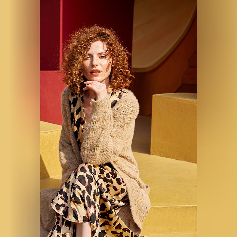Multicolor Surplice Wrap Satin Leopard Deep V Neck Half Sleeve Dress Elegant Women Autumn Modern Lady Dresses | Vimost Shop.