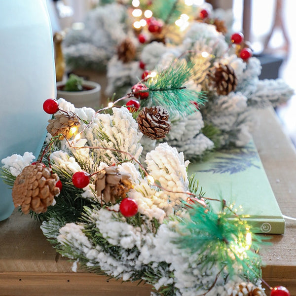 78.7in Christmas Lights Party LED String Lights Holiday Garland Home Decor Christmas Pine Cones Beads Star Led Lights Decoration | Vimost Shop.