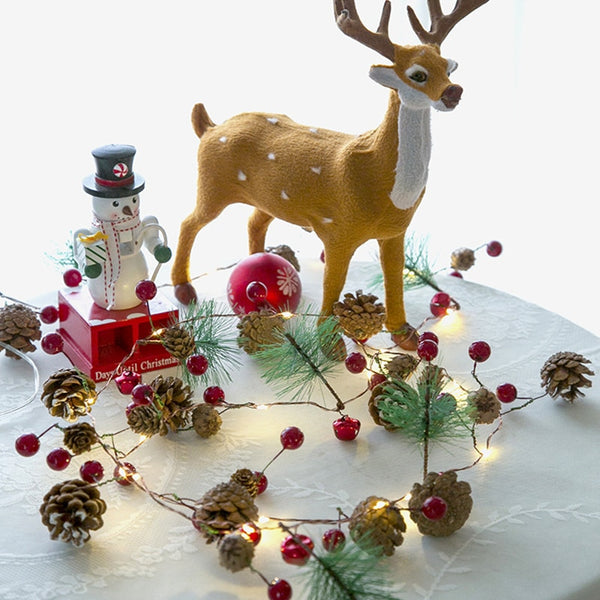 78.7in Christmas Lights Party LED String Lights Holiday Garland Home Decor Christmas Pine Cones Beads Star Led Lights Decoration | Vimost Shop.