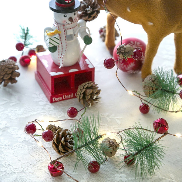 78.7in Christmas Lights Party LED String Lights Holiday Garland Home Decor Christmas Pine Cones Beads Star Led Lights Decoration | Vimost Shop.