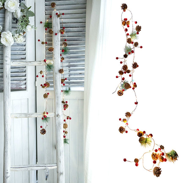 78.7in Christmas Lights Party LED String Lights Holiday Garland Home Decor Christmas Pine Cones Beads Star Led Lights Decoration | Vimost Shop.