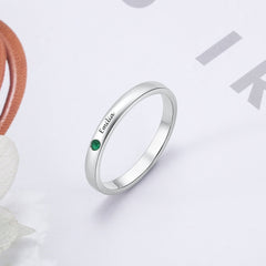925 Sterling Silver Personalized Name Ring with Birthstone Custom Name Engraved Silver 925 Rings for Women Fine Jewelry