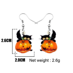 Acrylic Halloween Black Cat Kitten Pumpkin Earring Dangle Drop Festival Jewelry For Girls Women Teen Charms Gift Hot Sale