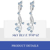 Flower Design 3.89t Natural Sky Blue Topaz Gemstone Drop Earrings For Bridal 925 Sterling Silver Wedding Jewelry | Vimost Shop.