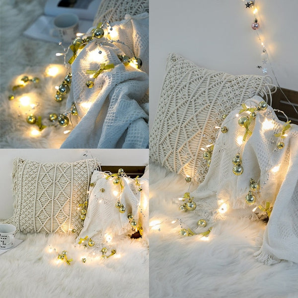 78.7in Christmas Lights Party LED String Lights Holiday Garland Home Decor Christmas Pine Cones Beads Star Led Lights Decoration | Vimost Shop.