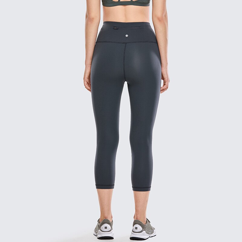 Women's Luxury High Waist Yoga Leggings Sports Capri with Zip Pocket-17 Inches