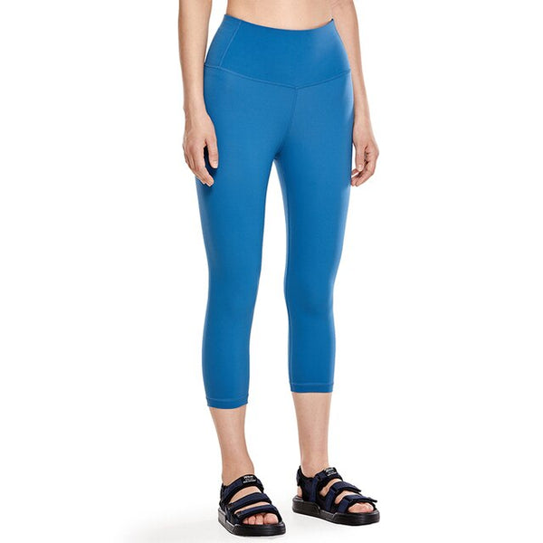 Women's Luxury High Waist Yoga Leggings Sports Capri with Zip Pocket-17 Inches