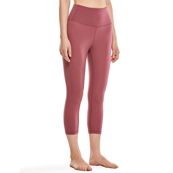 Women's Luxury High Waist Yoga Leggings Sports Capri with Zip Pocket-17 Inches