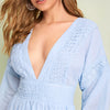 Lady Sexy Guipure Lace Dot Jacquard Knot Backless Deep V Neck Mini Dress Women Spring Boho Fit and Flare Midi Dress | Vimost Shop.