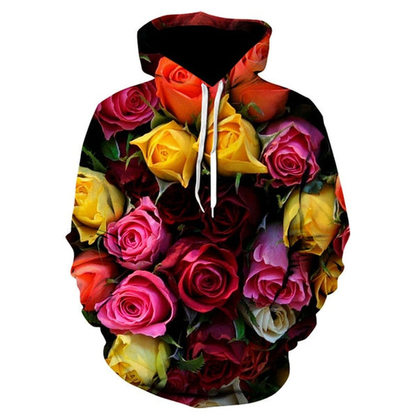 Men/Women autumn winter Hoodies Men's Sweatshirts Rose flower print Sweatshirts Plus Size 5XL Loose pullover Hoodie Tops | Vimost Shop.