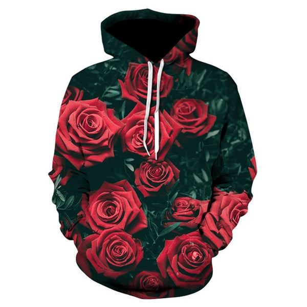 Men/Women autumn winter Hoodies Men's Sweatshirts Rose flower print Sweatshirts Plus Size 5XL Loose pullover Hoodie Tops | Vimost Shop.