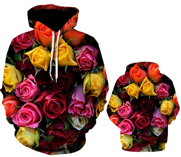 Men/Women autumn winter Hoodies Men's Sweatshirts Rose flower print Sweatshirts Plus Size 5XL Loose pullover Hoodie Tops | Vimost Shop.
