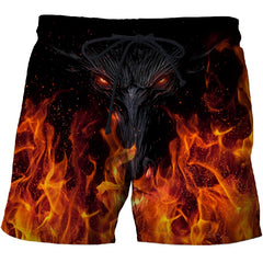 Yellow flame Printed Summer Beach Shorts Men Casual Board Shorts Plage Quick Dry Shorts Swimwear DropShip