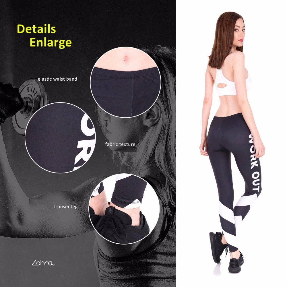 High Quality Woman Fitness Legins Work Out White Arrows Printing Work Out Legging Women High Waist Slim Leggings | Vimost Shop.