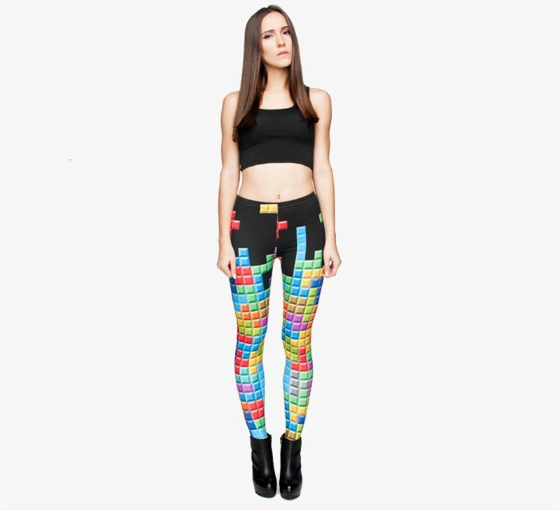 Fashion Brand Tetris 3D Graphic Full Printing Punk Women Fitness Legging Stretchy Trousers Casual Pants Leggings | Vimost Shop.