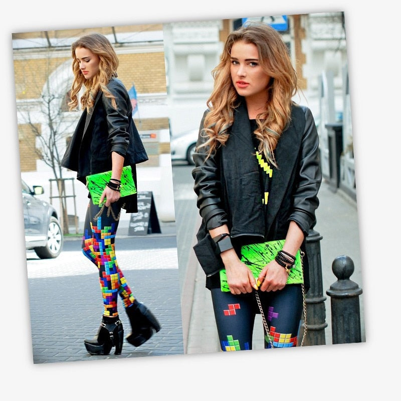 Fashion Brand Tetris 3D Graphic Full Printing Punk Women Fitness Legging Stretchy Trousers Casual Pants Leggings | Vimost Shop.