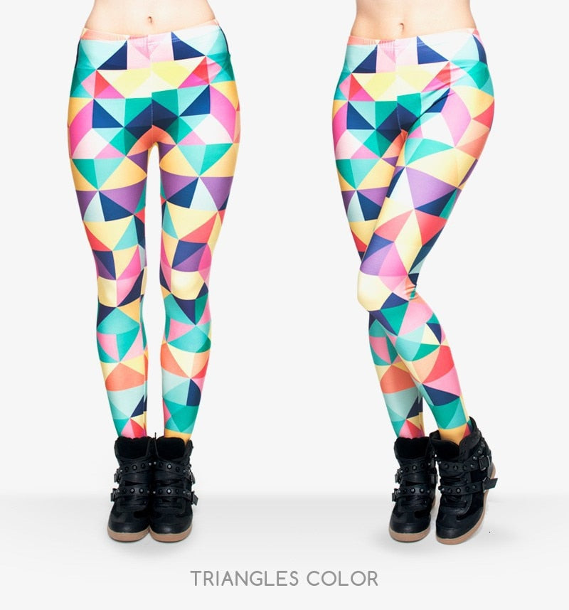 Fashion Triangles Color Printing Legins Womens Legging Stretchy Trousers Casual Pants Leggings Free shipping | Vimost Shop.