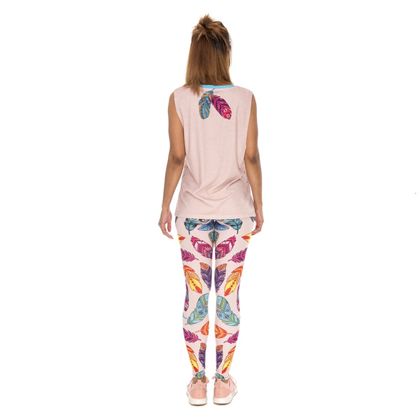 Women Legins Feathers Vibes Printing Blue Sexy Slim Legging Woman High Waist Leggings | Vimost Shop.