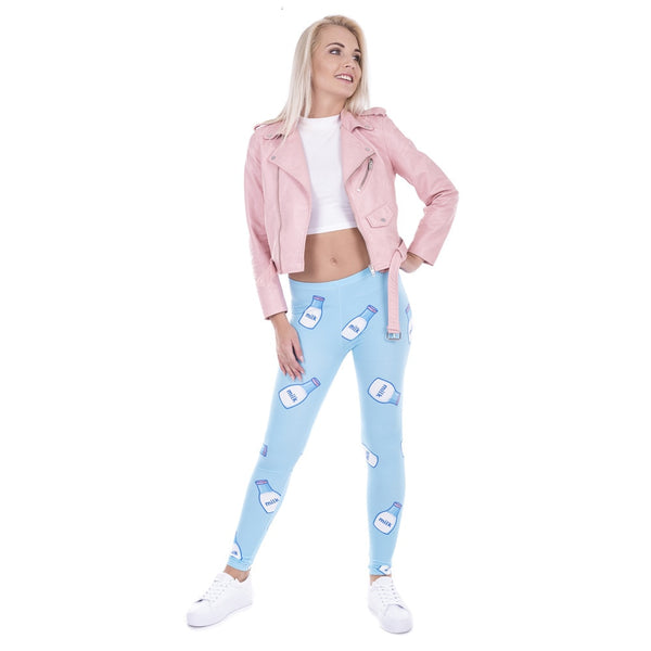 Women Legging Milk Printed Leggins for Women Trousers High Waist Blue Legins Woman Pants Stretch Leggings | Vimost Shop.