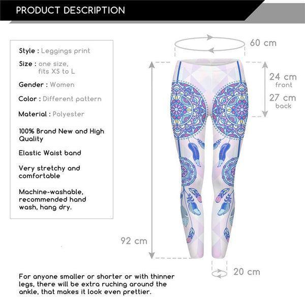 Women Legins Mandala Feathers Printing Sexy Slim Stretch Legging High Waist Leggings Woman Pants | Vimost Shop.