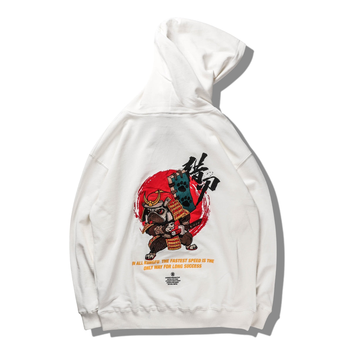 Harajuku Hip Hop Embroidered Samurai Dog Print Hoodies Sweatshirts Streetwear Chinese Characters Pullover Hooded Tops | Vimost Shop.