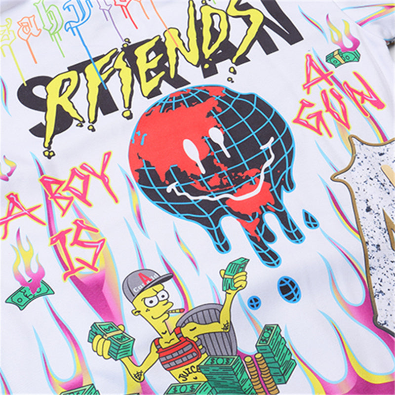 Men Graffiti Cartoon Printed Funny Men Pullover Hoodie | Vimost Shop.