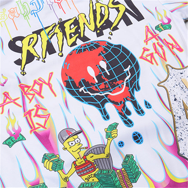 Men Graffiti Cartoon Printed Funny Men Pullover Hoodie | Vimost Shop.