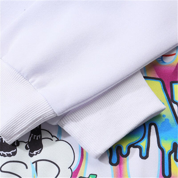 Men Graffiti Cartoon Printed Funny Men Pullover Hoodie | Vimost Shop.