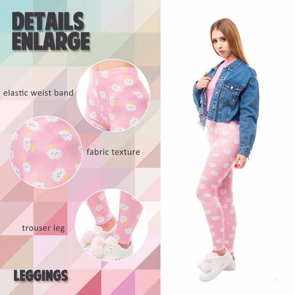 Women High Waist Legging Rincess Cloud Printing Fitness Leggings Fashion Elegant Woman Pants | Vimost Shop.