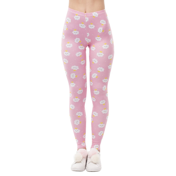 Women High Waist Legging Rincess Cloud Printing Fitness Leggings Fashion Elegant Woman Pants | Vimost Shop.