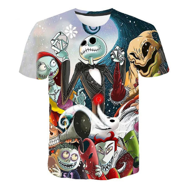 Halloween Printed 3D Short Sleeve Tshirt The Nightmare Before Christmas Cosplay T-Shirt Jack And Sally Slim Design Fashion Tops | Vimost Shop.
