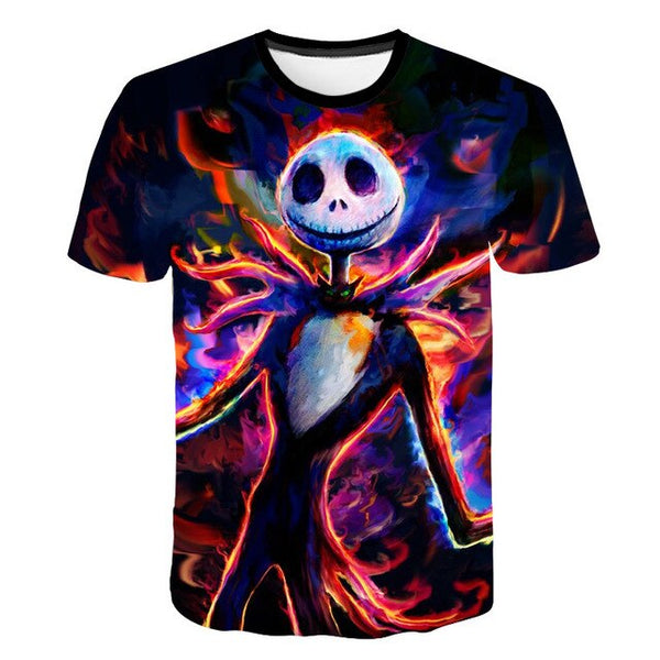 Halloween Printed 3D Short Sleeve Tshirt The Nightmare Before Christmas Cosplay T-Shirt Jack And Sally Slim Design Fashion Tops | Vimost Shop.