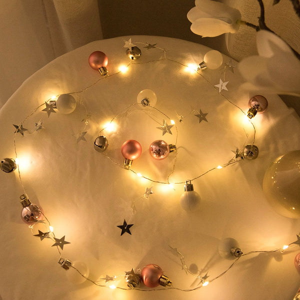 78.7in Christmas Lights Party LED String Lights Holiday Garland Home Decor Christmas Pine Cones Beads Star Led Lights Decoration | Vimost Shop.