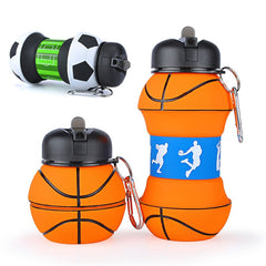 Sports Fold Water Bottle Football Basketball Tennis Leakproof Portable Silica gel Kettle Travel Office School Kids Water Bottle