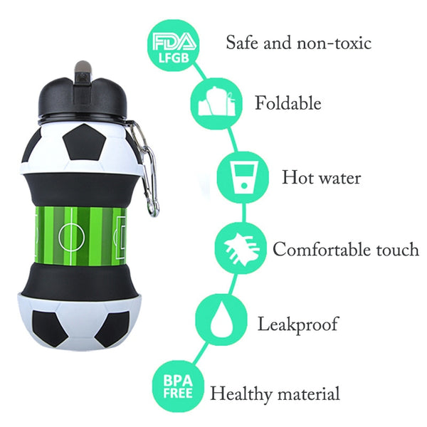 Sports Fold Water Bottle Football Basketball Tennis Leakproof Portable Silica gel Kettle Travel Office School Kids Water Bottle | Vimost Shop.