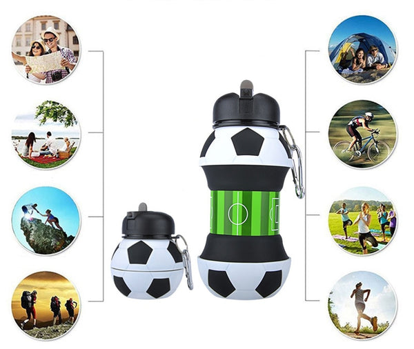 Sports Fold Water Bottle Football Basketball Tennis Leakproof Portable Silica gel Kettle Travel Office School Kids Water Bottle | Vimost Shop.