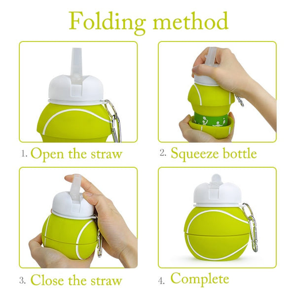 Sports Fold Water Bottle Football Basketball Tennis Leakproof Portable Silica gel Kettle Travel Office School Kids Water Bottle | Vimost Shop.
