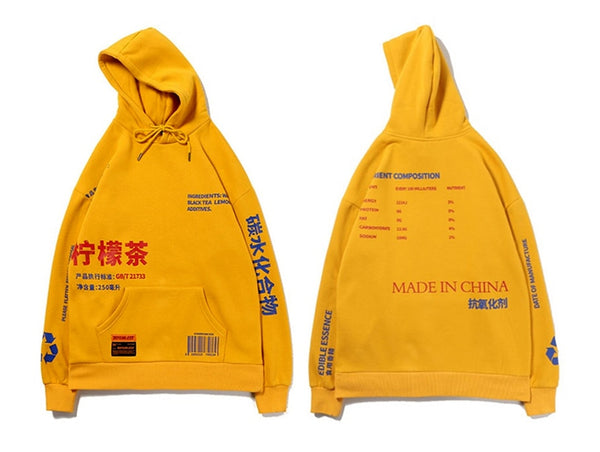 Men Hoodies Pullover fashion Streetwear LemonTea Print Deisgn Sweatshirt Hip Hop Autumn Winter Fleece Hoodie | Vimost Shop.