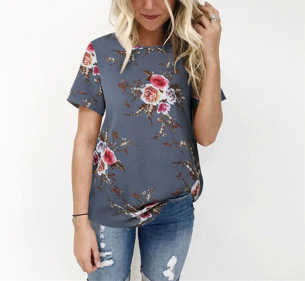 Summer Women Blouses Chiffon Print Blouse Short Sleeve Shirts Casual Ladies Clothing | Vimost Shop.