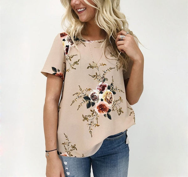 Summer Women Blouses Chiffon Print Blouse Short Sleeve Shirts Casual Ladies Clothing | Vimost Shop.