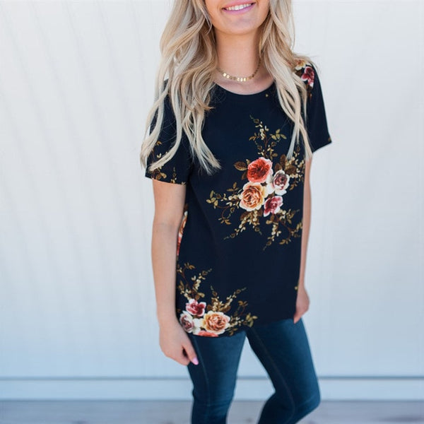 Summer Women Blouses Chiffon Print Blouse Short Sleeve Shirts Casual Ladies Clothing | Vimost Shop.